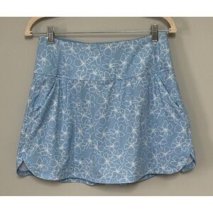 Puma Golf Skort Women's Medium Athletic Tennis Blue White Floral UPF Pockets New